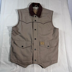 Powder River Outfitters Panhandle Slim Tan Vest Men's L Ranch Sherpa Lined Rodeo
